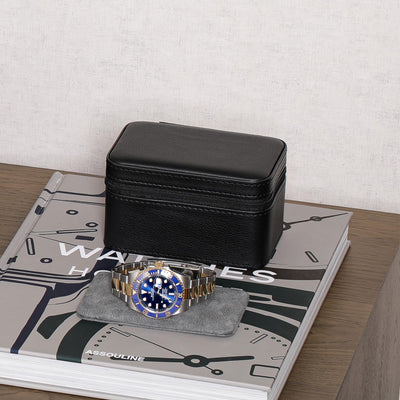 ROTHWELL 2 Watch Travel Case (Black/Grey)