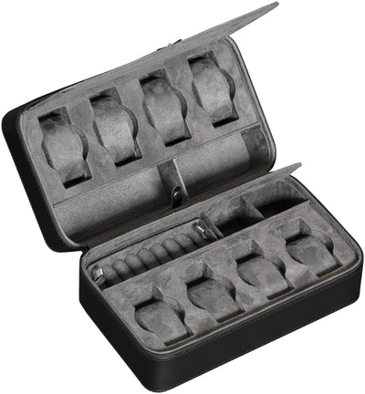 ROTHWELL 8 Watch Travel Case (Black/Grey)
