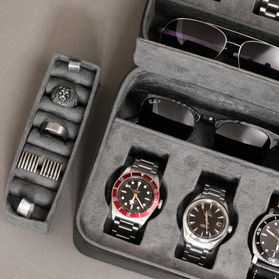 ROTHWELL 8 Watch Travel Case (Black/Grey)