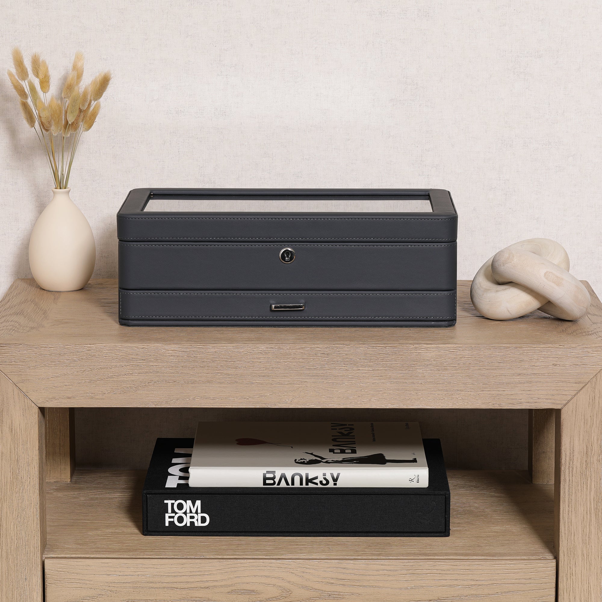 12 Slot Watch Box with Drawer (Carbon)