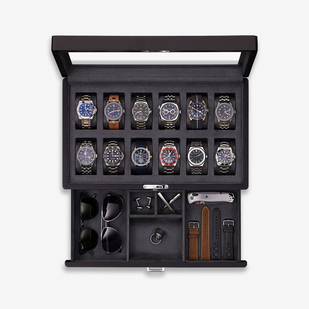 ROTHWELL 12 Slot Watch Case with Drawer (Matte / Grey)