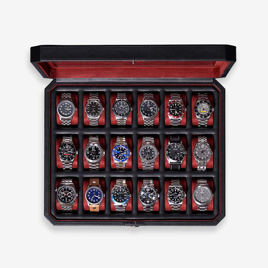 ROTHWELL 18 Slot Watch Case (Black/Red)