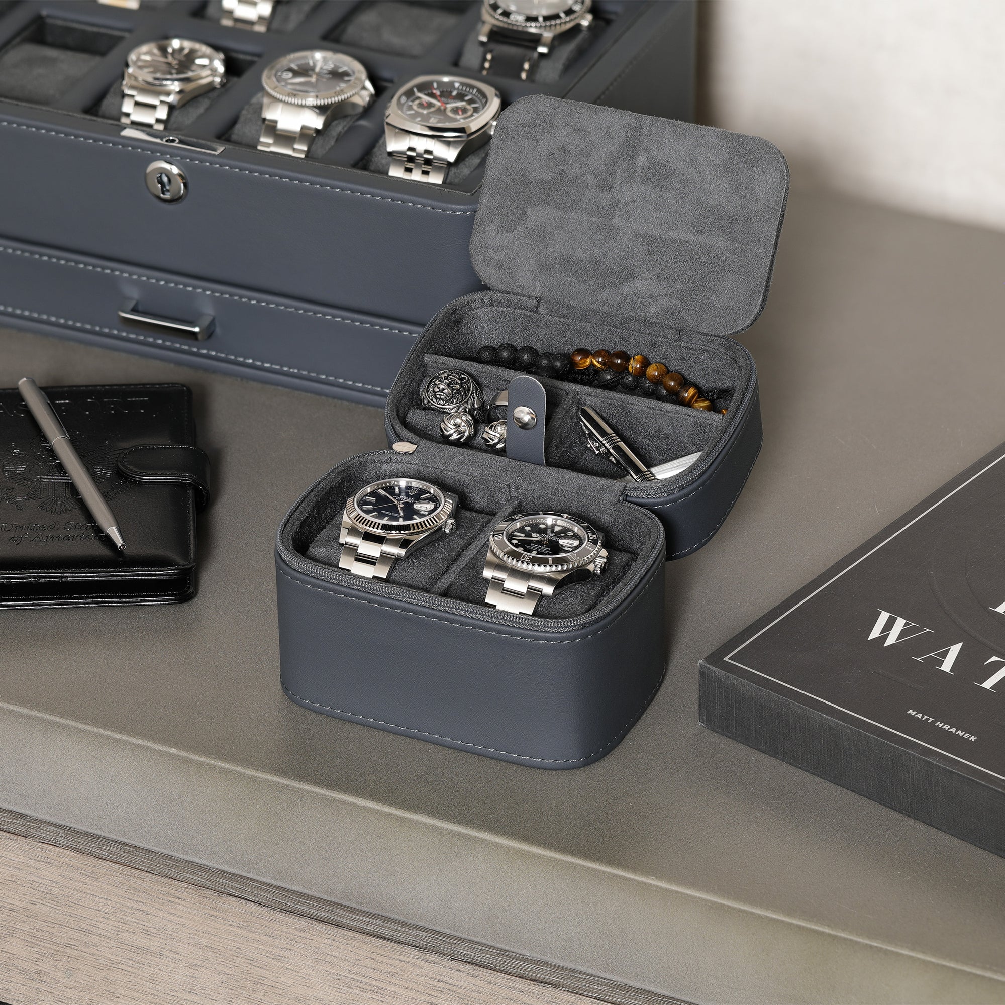 2 Watch Travel Case (Carbon)