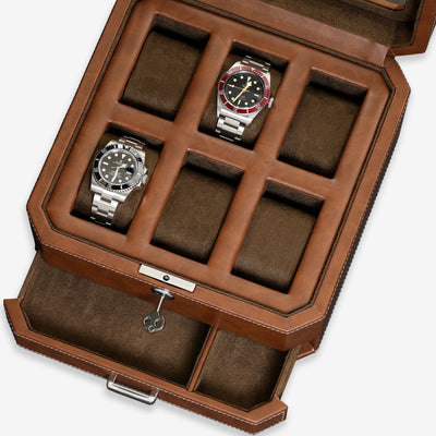 6 Slot Watch Box (Tan / Brown)