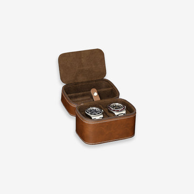 2 Watch Travel Case Brown