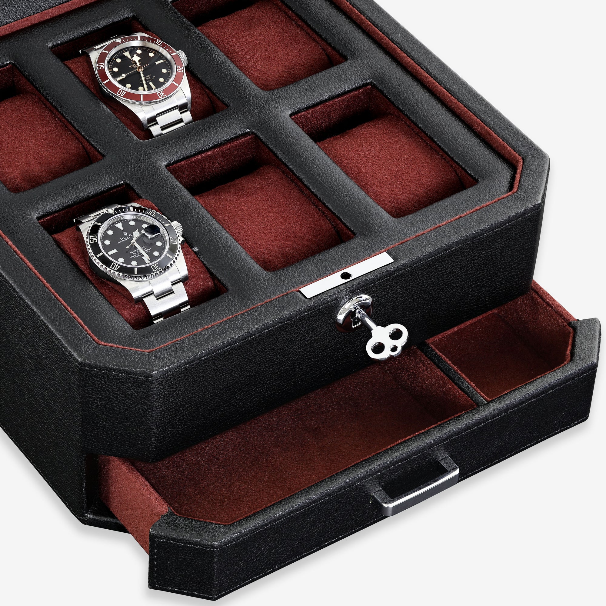 6 Slot Watch Box (Black / Red)