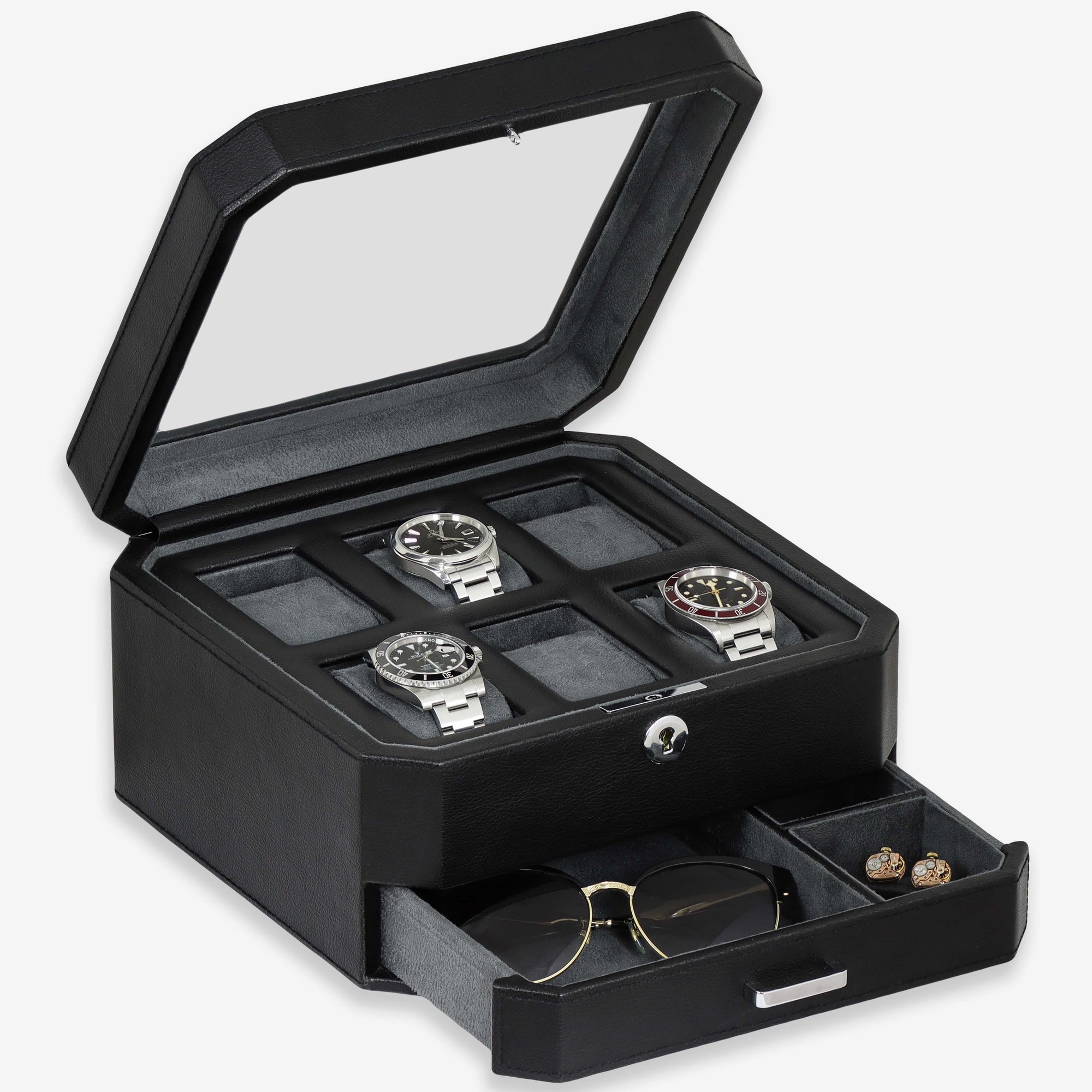 6 Slot Watch Box (Black / Grey)