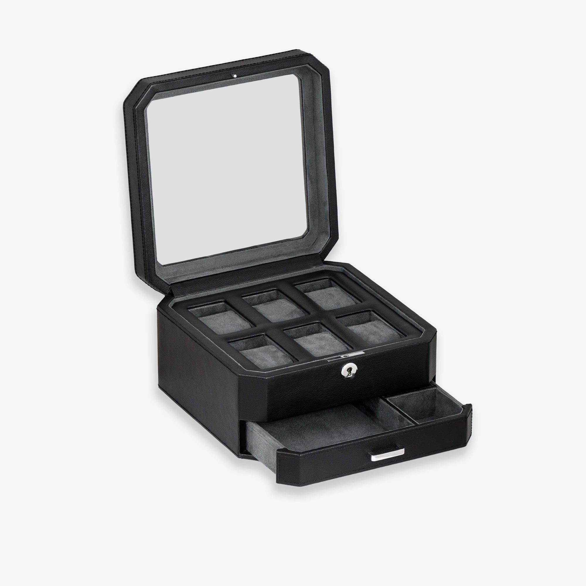 6 Slot Watch Box (Black / Grey)