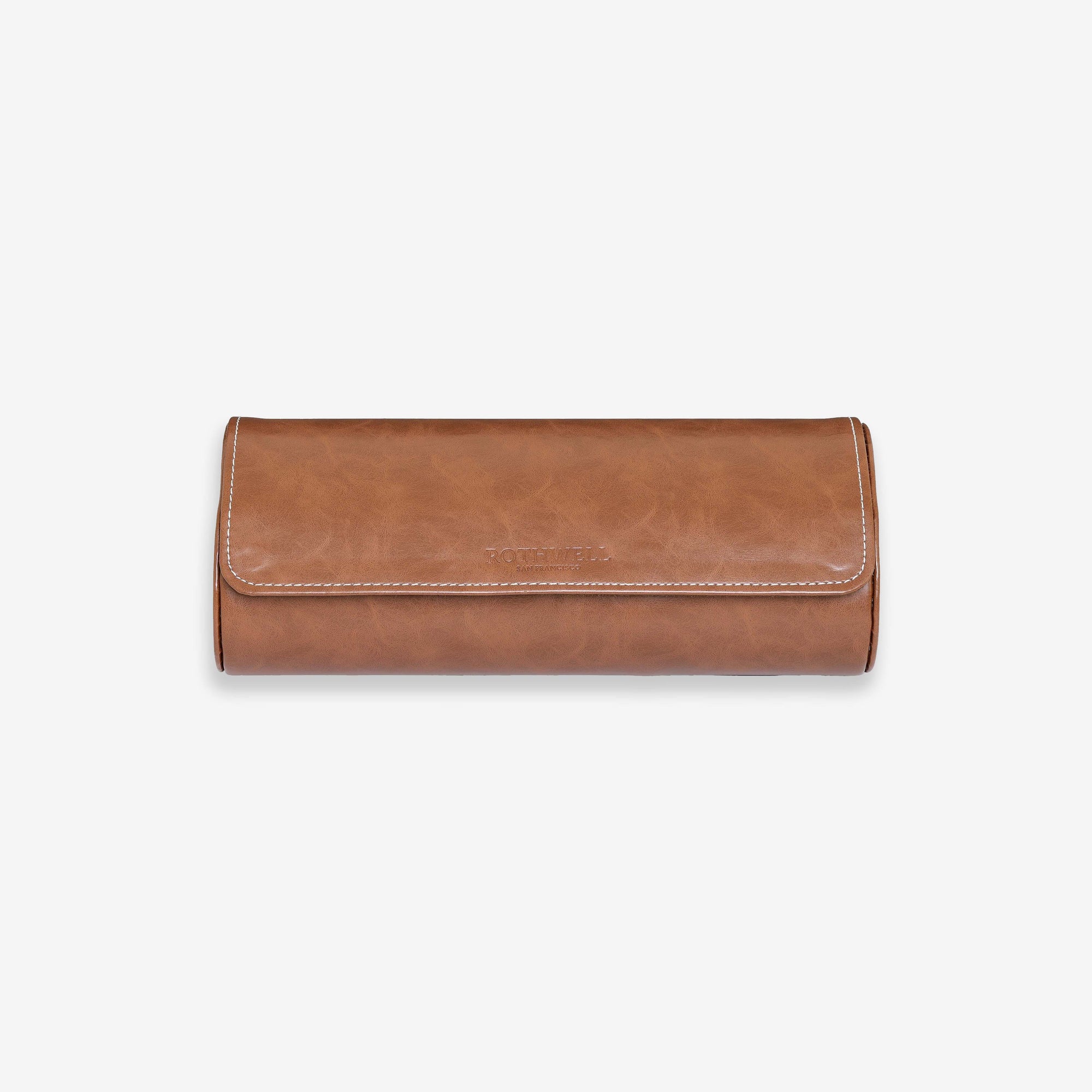 3 Watch Roll (Tan / Tan) Full Grain Leather