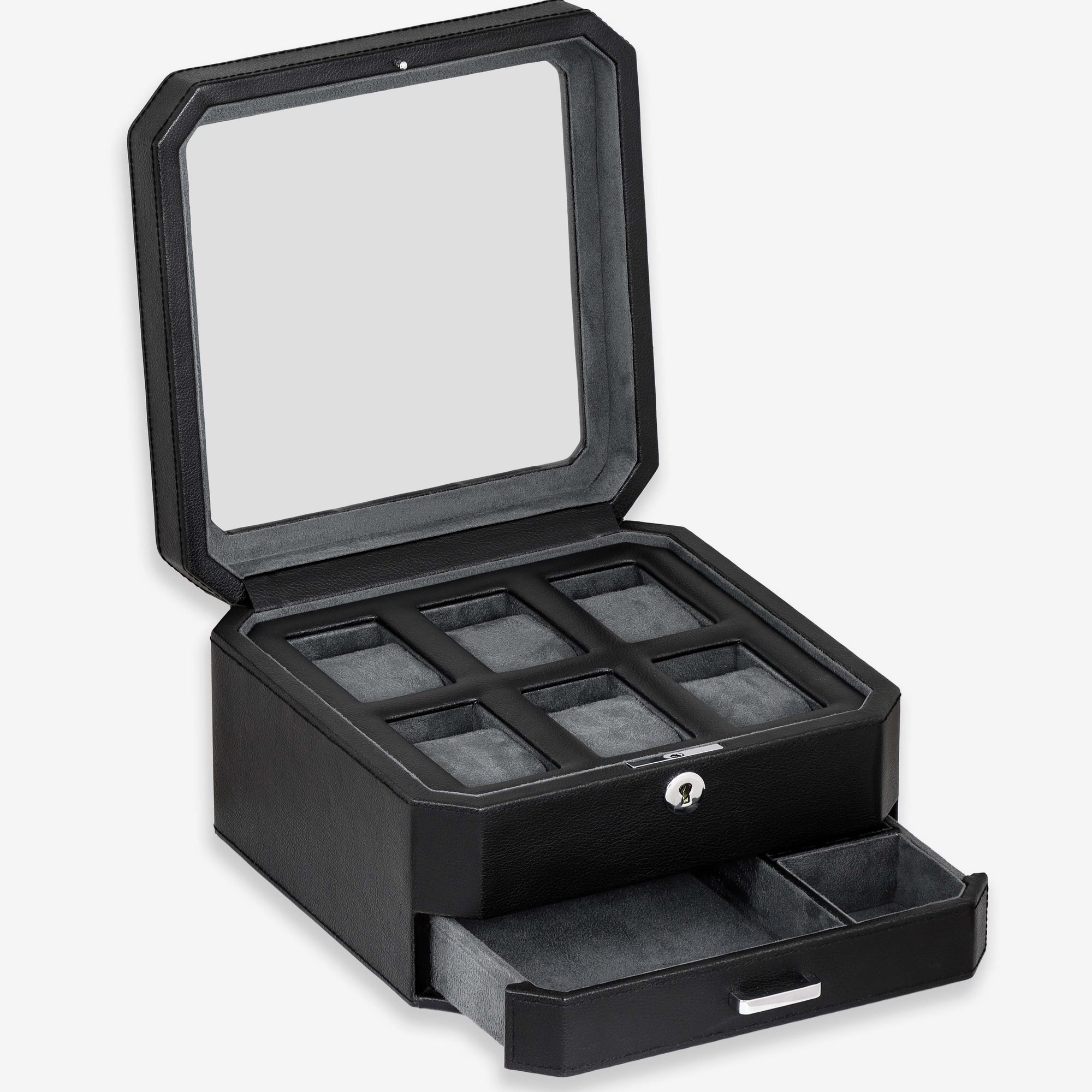 6 Slot Watch Box (Black / Grey)