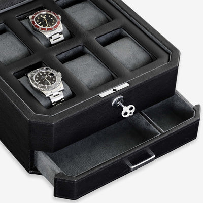 6 Slot Watch Box (Black / Grey)