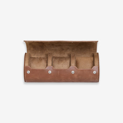 3 Watch Roll (Tan / Tan) Full Grain Leather