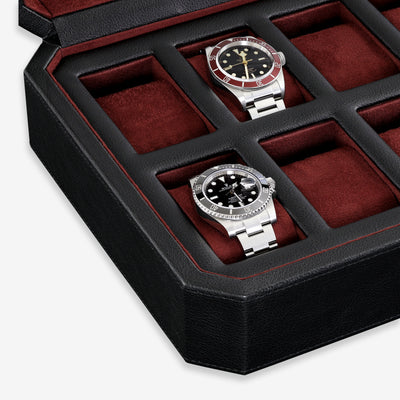 12 Slot Watch Box (Black / Red)